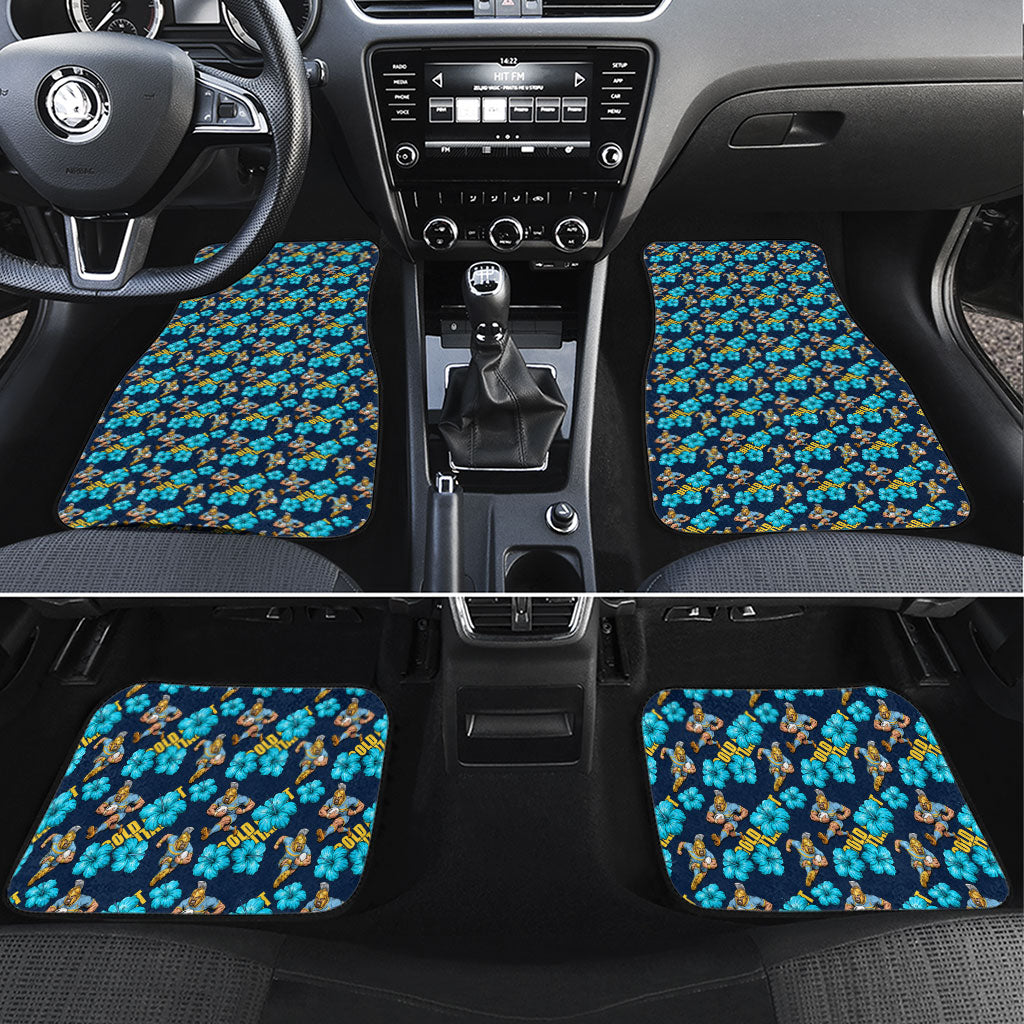 Gold Coast Titans Car Mats Tropical Hibiscus Floral Seamless Rugby Mascot