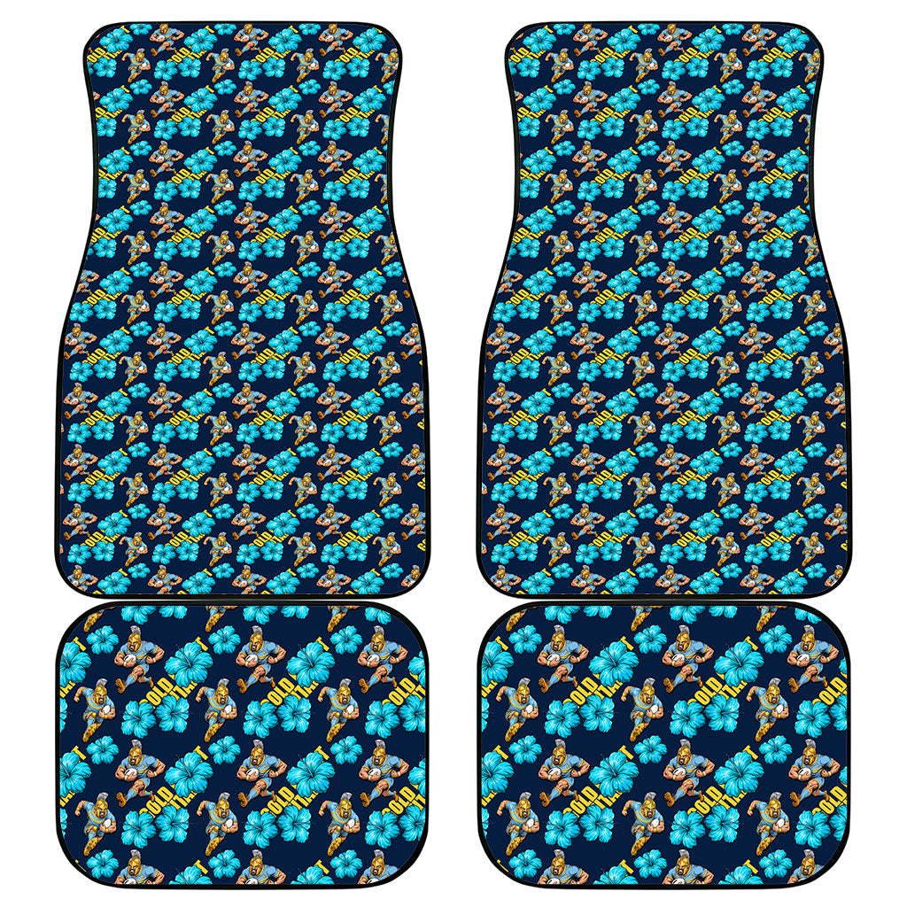 Gold Coast Titans Car Mats Tropical Hibiscus Floral Seamless Rugby Mascot