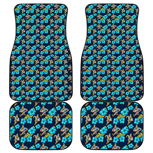 Gold Coast Titans Car Mats Tropical Hibiscus Floral Seamless Rugby Mascot