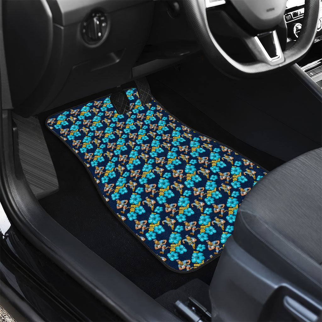 Gold Coast Titans Car Mats Tropical Hibiscus Floral Seamless Rugby Mascot