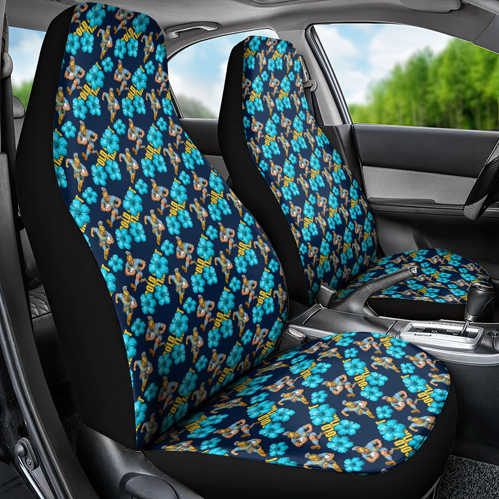 Gold Coast Titans Car Seat Cover Tropical Hibiscus Floral Seamless Rugby Mascot