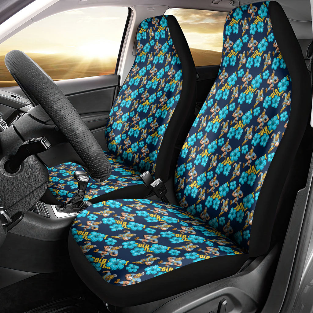 Gold Coast Titans Car Seat Cover Tropical Hibiscus Floral Seamless Rugby Mascot