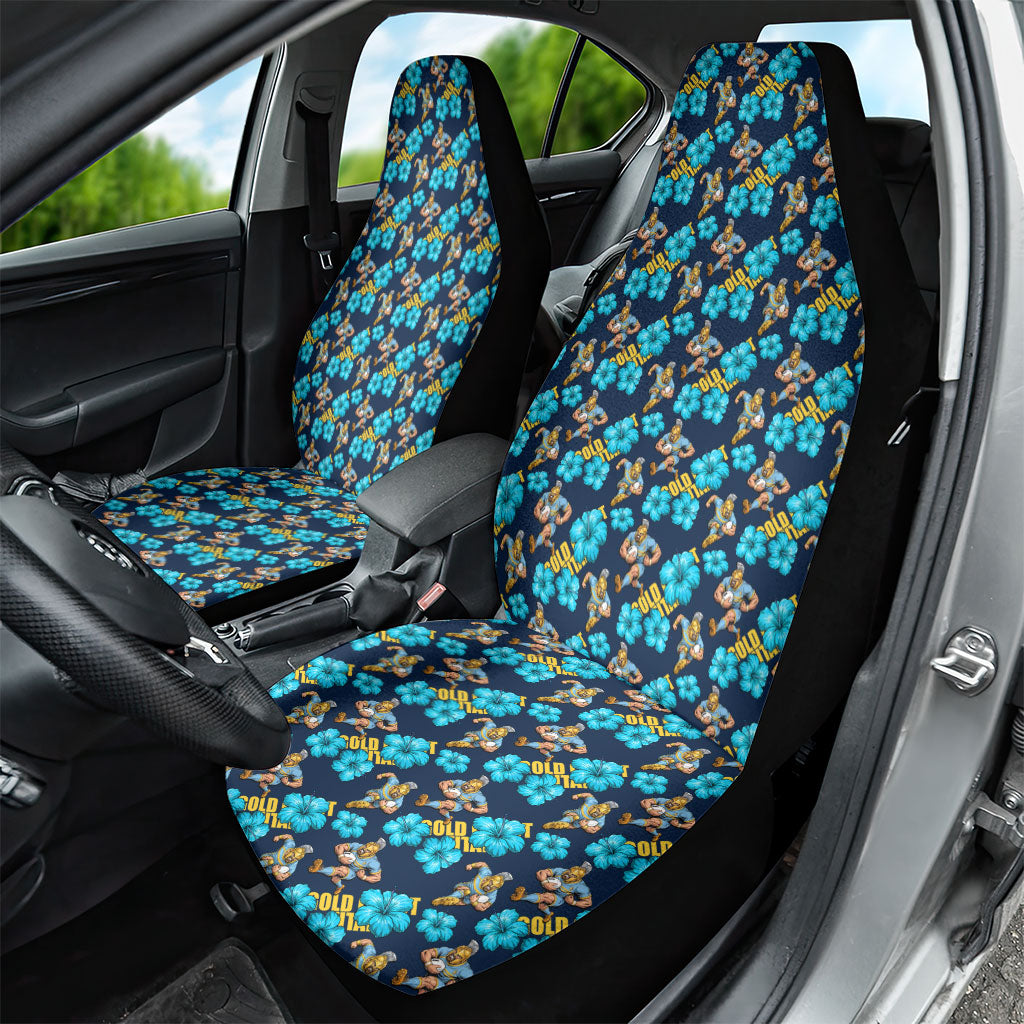 Gold Coast Titans Car Seat Cover Tropical Hibiscus Floral Seamless Rugby Mascot