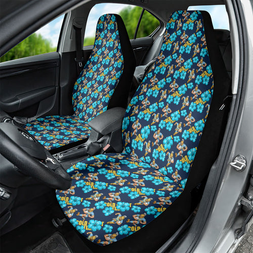 Gold Coast Titans Car Seat Cover Tropical Hibiscus Floral Seamless Rugby Mascot