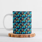 Gold Coast Titans Ceramic Mug Tropical Hibiscus Floral Seamless Rugby Mascot