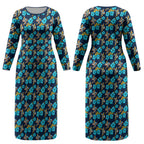 Gold Coast Titans Couples Matching Long Sleeve Bodycon Dress and Hawaiian Shirt Tropical Hibiscus Floral Seamless Rugby Mascot