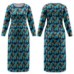Gold Coast Titans Couples Matching Long Sleeve Bodycon Dress and Long Sleeve Button Shirt Tropical Hibiscus Floral Seamless Rugby Mascot