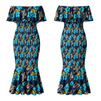 Gold Coast Titans Couples Matching Mermaid Dress and Hawaiian Shirt Tropical Hibiscus Floral Seamless Rugby Mascot