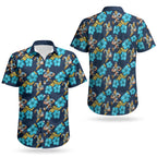 Gold Coast Titans Couples Matching Off Shoulder Maxi Dress and Hawaiian Shirt Tropical Hibiscus Floral Seamless Rugby Mascot