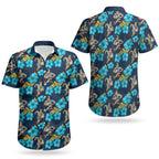 Gold Coast Titans Couples Matching Off The Shoulder Long Sleeve Dress and Hawaiian Shirt Tropical Hibiscus Floral Seamless Rugby Mascot