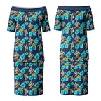 Gold Coast Titans Couples Matching Puletasi and Hawaiian Shirt Tropical Hibiscus Floral Seamless Rugby Mascot