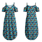 Gold Coast Titans Couples Matching Summer Maxi Dress and Hawaiian Shirt Tropical Hibiscus Floral Seamless Rugby Mascot