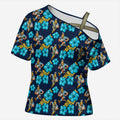 Gold Coast Titans Cross Shoulder Shirt Tropical Hibiscus Floral Seamless Rugby Mascot