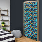 Gold Coast Titans Door Cover Tropical Hibiscus Floral Seamless Rugby Mascot