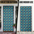 Gold Coast Titans Door Cover Tropical Hibiscus Floral Seamless Rugby Mascot