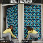 Gold Coast Titans Door Cover Tropical Hibiscus Floral Seamless Rugby Mascot