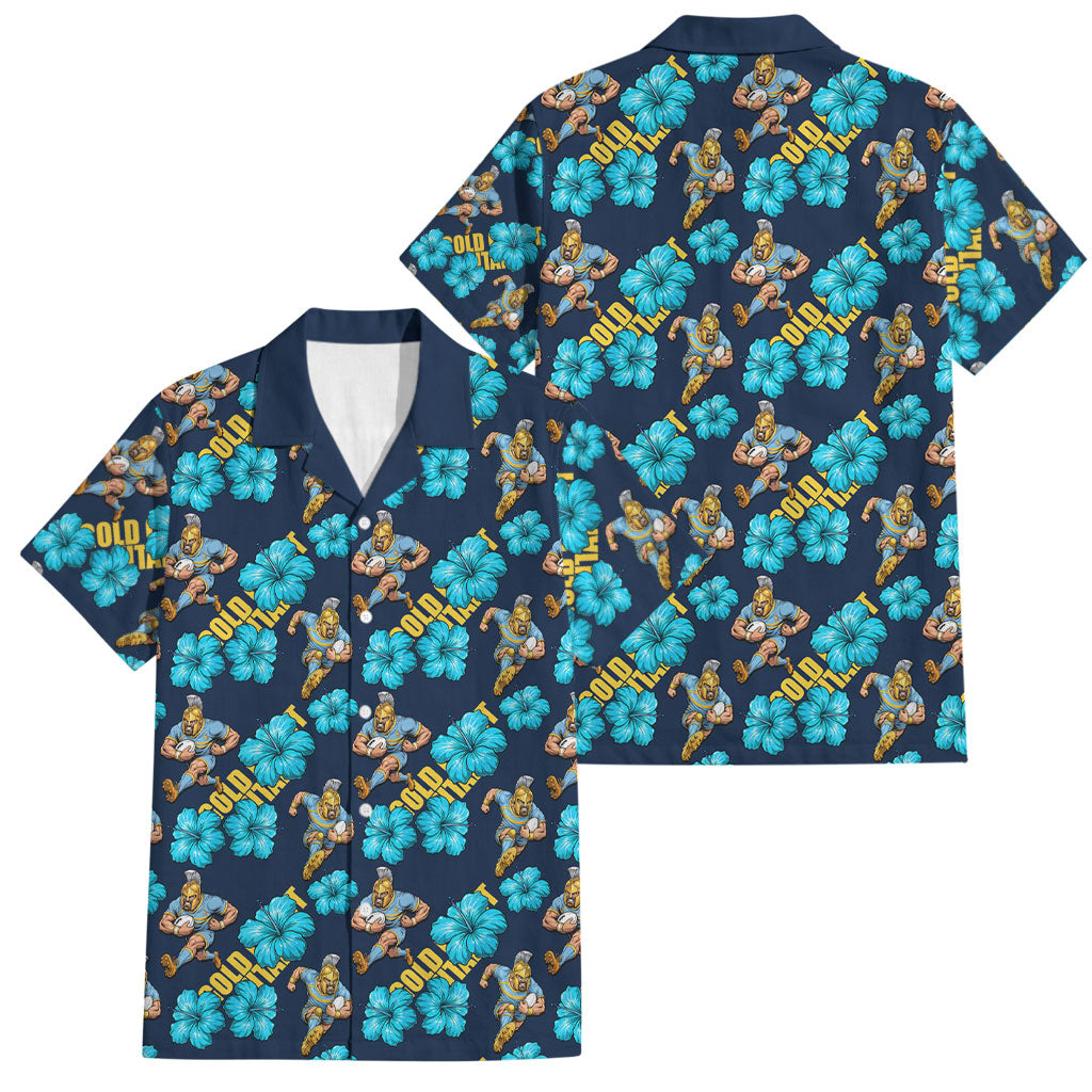 Gold Coast Titans Family Matching Off Shoulder Maxi Dress and Hawaiian Shirt Tropical Hibiscus Floral Seamless Rugby Mascot