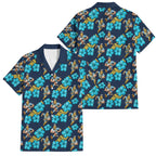 Gold Coast Titans Family Matching Off Shoulder Short Dress and Hawaiian Shirt Tropical Hibiscus Floral Seamless Rugby Mascot