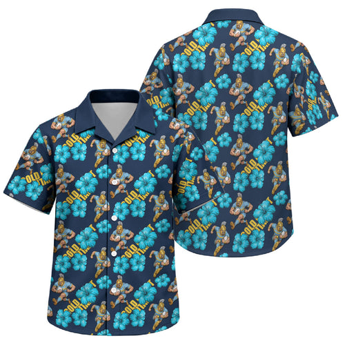 Gold Coast Titans Family Matching Short Sleeve Bodycon Dress and Hawaiian Shirt Tropical Hibiscus Floral Seamless Rugby Mascot