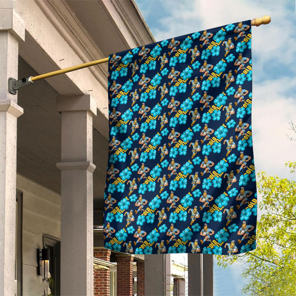 Gold Coast Titans Garden Flag Tropical Hibiscus Floral Seamless Rugby Mascot