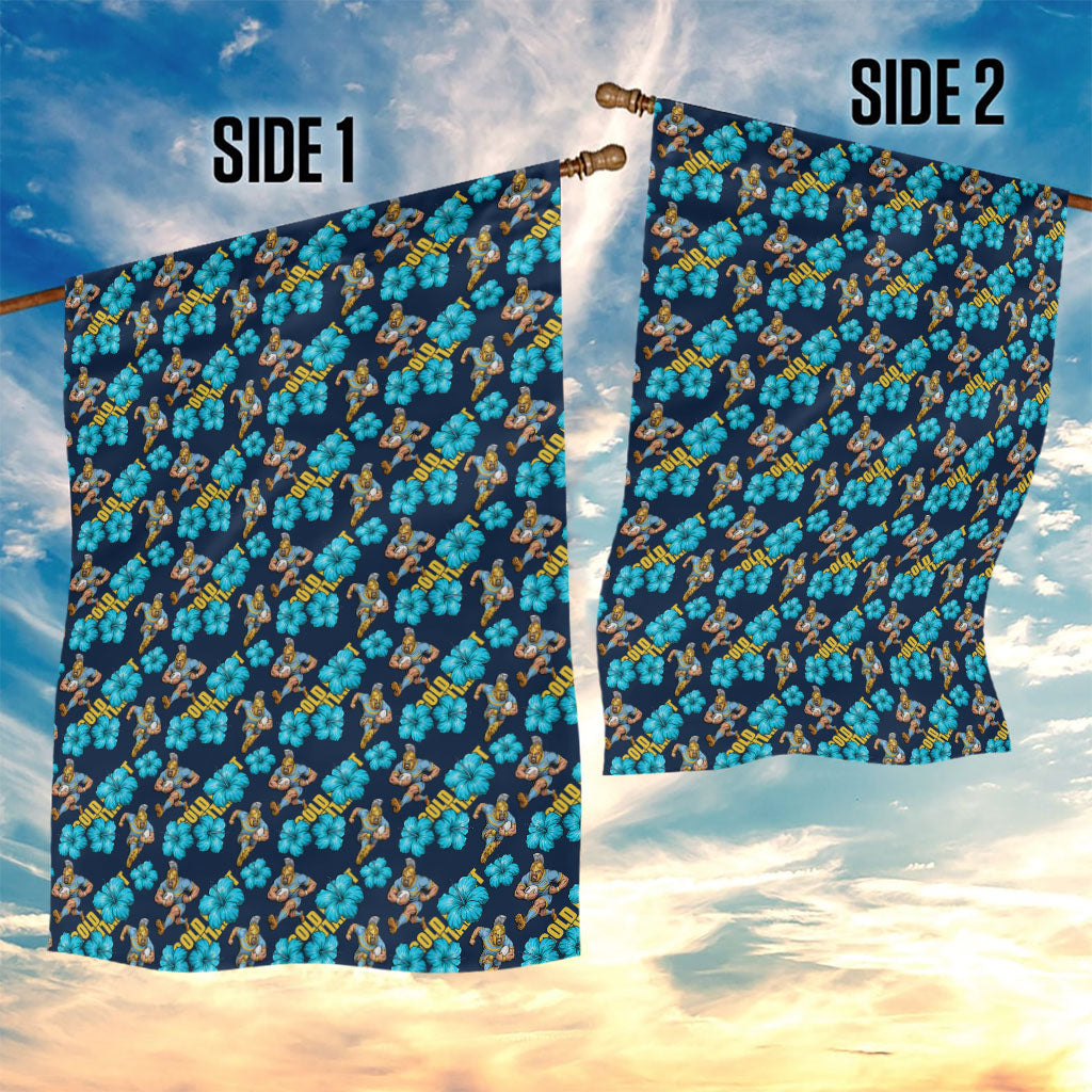 Gold Coast Titans Garden Flag Tropical Hibiscus Floral Seamless Rugby Mascot