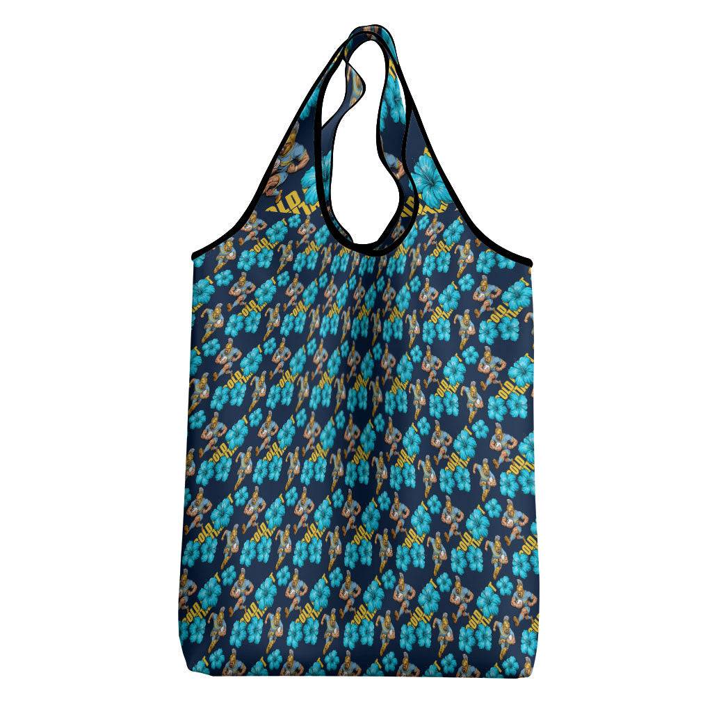 Gold Coast Titans Grocery Bag Tropical Hibiscus Floral Seamless Rugby Mascot
