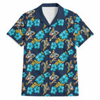 Gold Coast Titans Hawaiian Shirt Tropical Hibiscus Floral Seamless Rugby Mascot