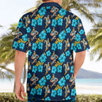 Gold Coast Titans Hawaiian Shirt Tropical Hibiscus Floral Seamless Rugby Mascot