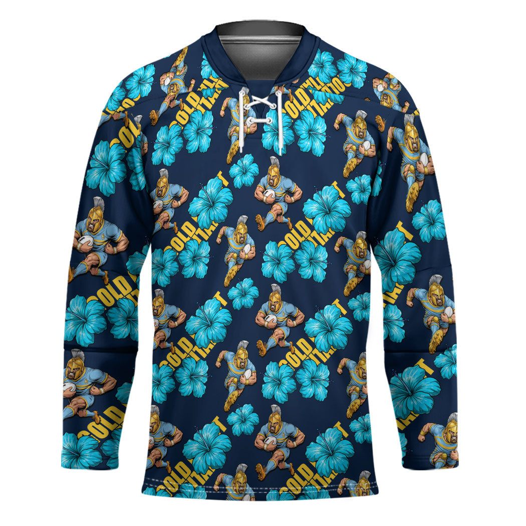 Gold Coast Titans Hockey Jersey Tropical Hibiscus Floral Seamless Rugby Mascot