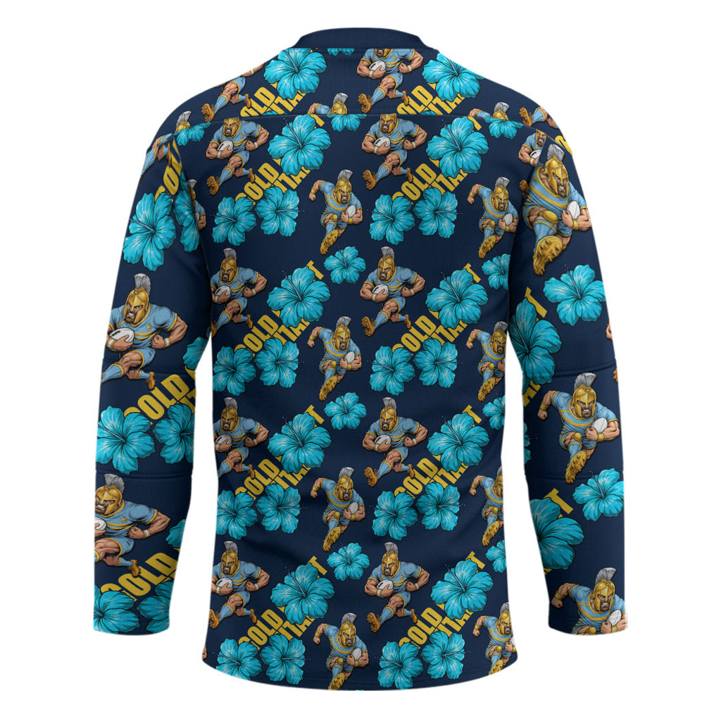 Gold Coast Titans Hockey Jersey Tropical Hibiscus Floral Seamless Rugby Mascot