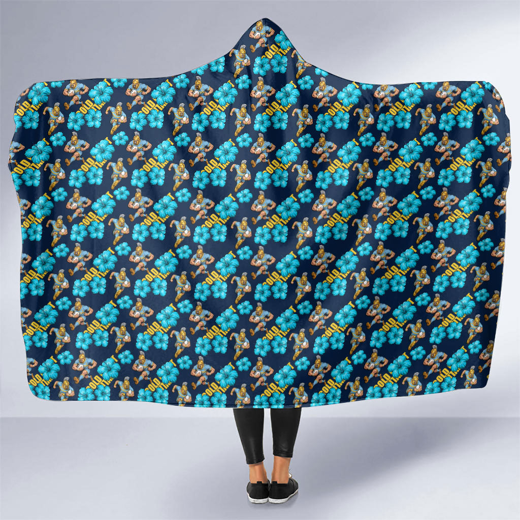 Gold Coast Titans Hooded Blanket Tropical Hibiscus Floral Seamless Rugby Mascot