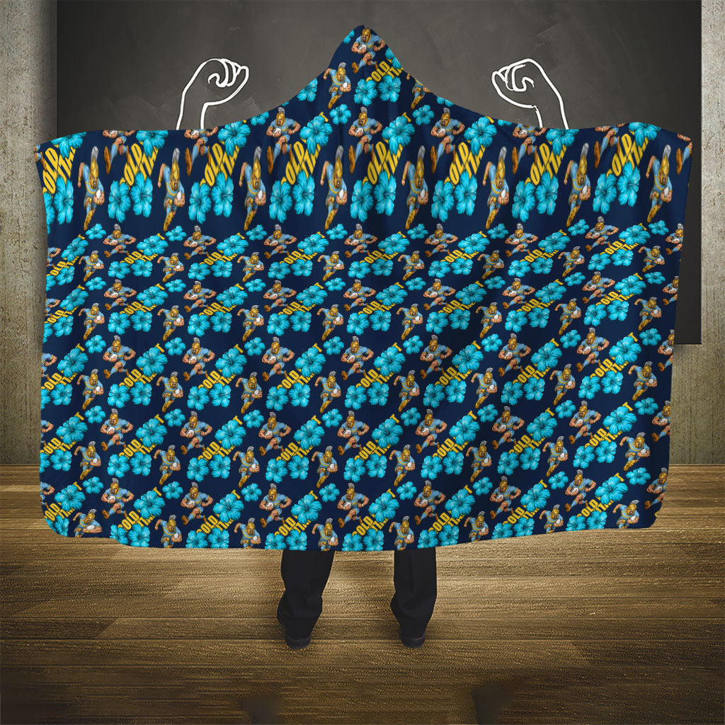 Gold Coast Titans Hooded Blanket Tropical Hibiscus Floral Seamless Rugby Mascot