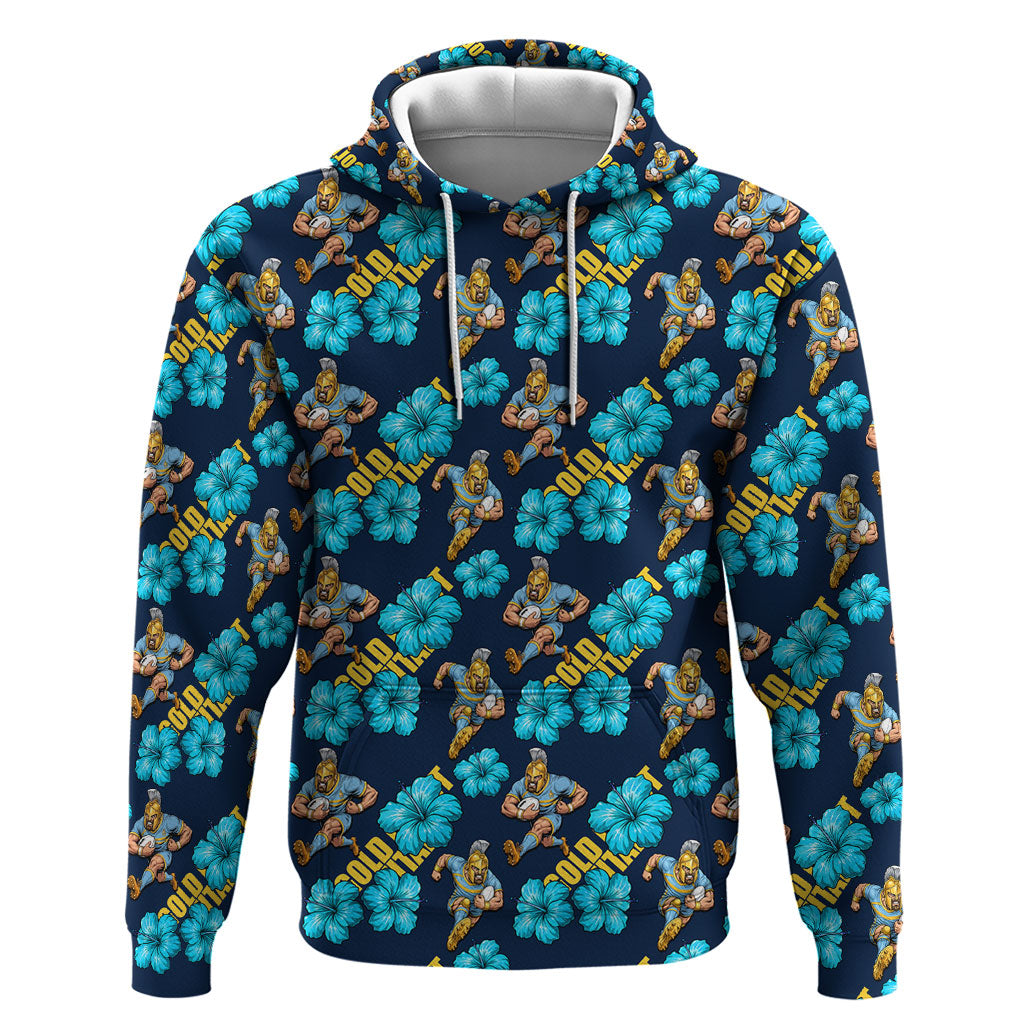 Gold Coast Titans Hoodie Tropical Hibiscus Floral Seamless Rugby Mascot
