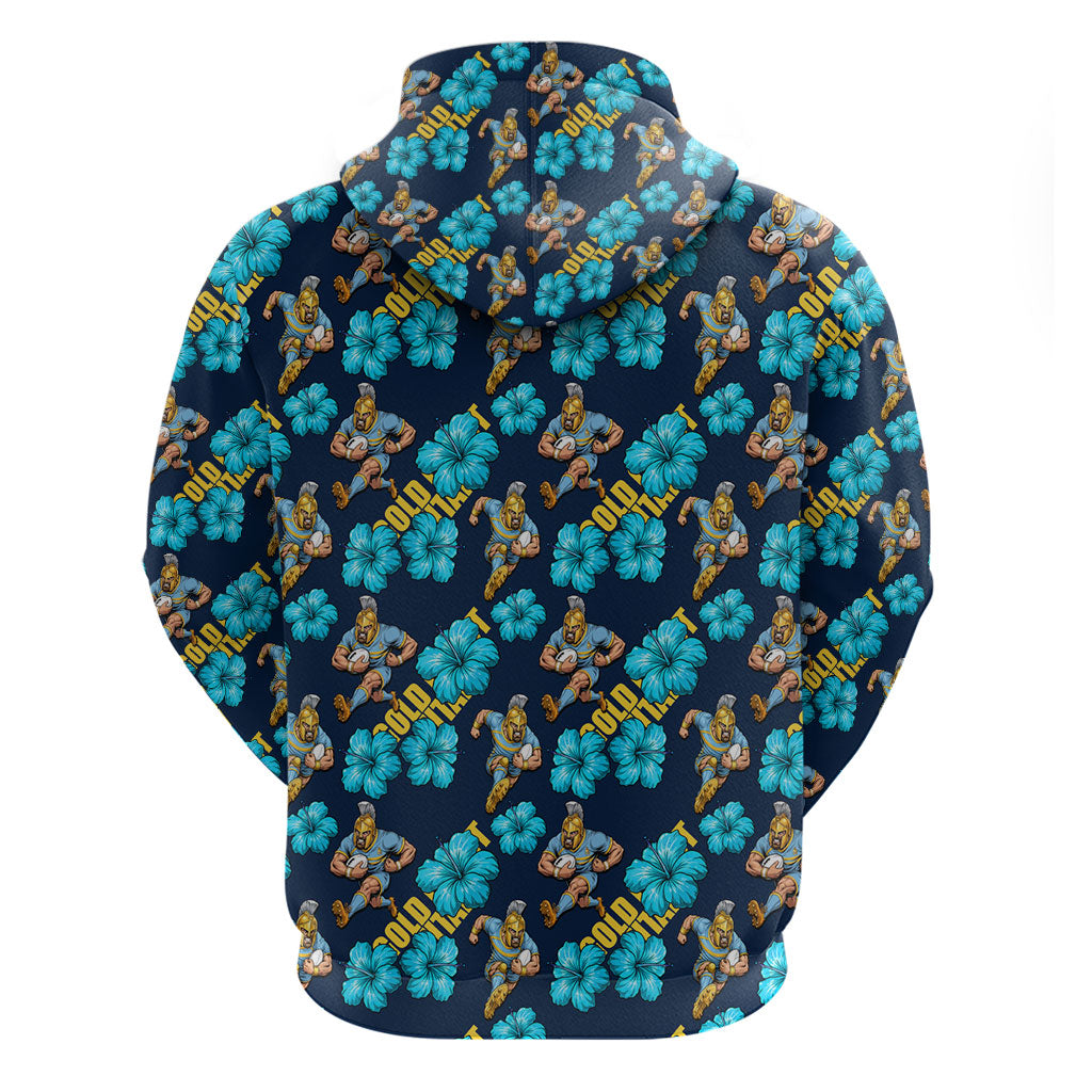 Gold Coast Titans Hoodie Tropical Hibiscus Floral Seamless Rugby Mascot