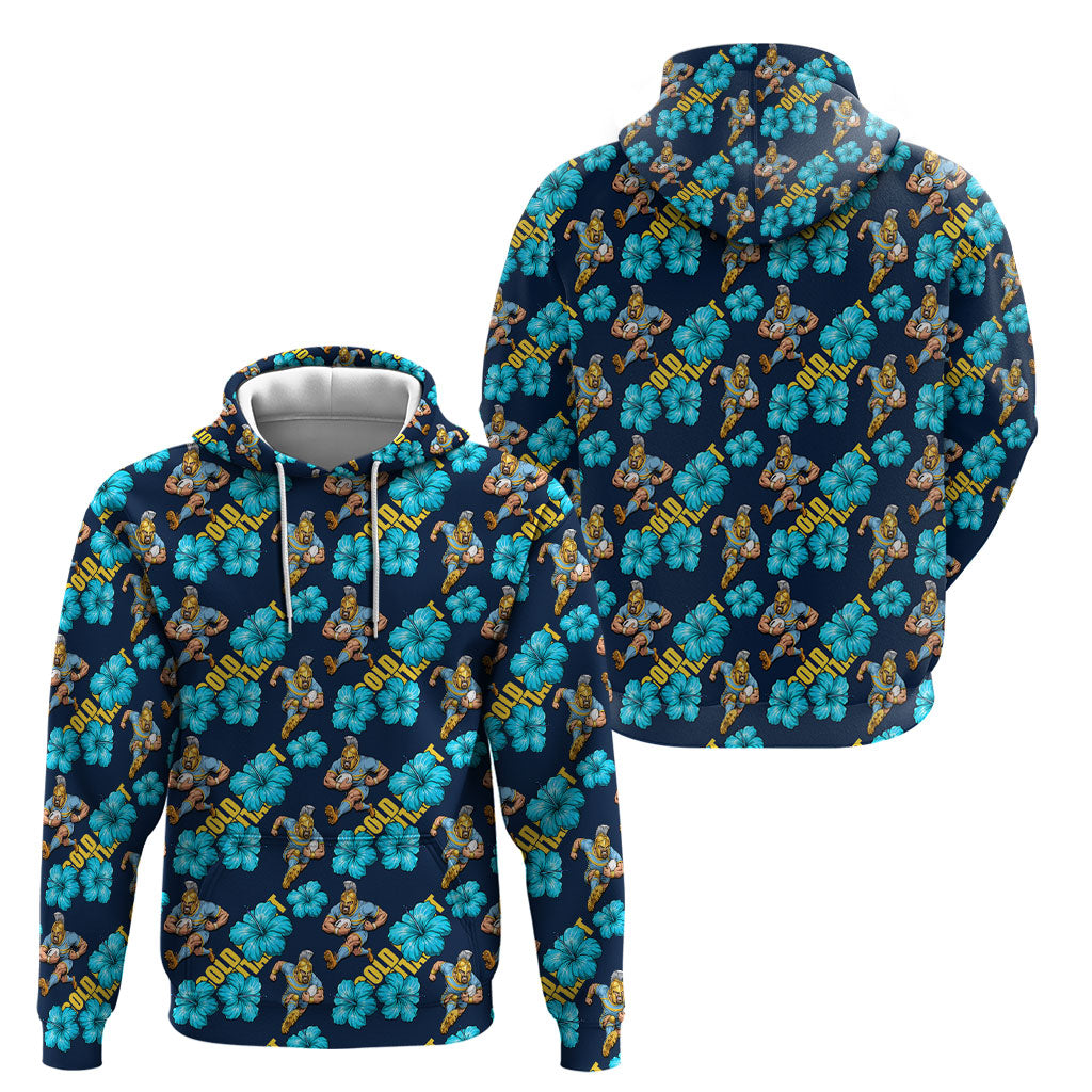Gold Coast Titans Hoodie Tropical Hibiscus Floral Seamless Rugby Mascot