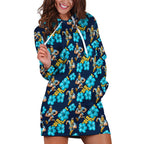 Gold Coast Titans Hoodie Dress Tropical Hibiscus Floral Seamless Rugby Mascot