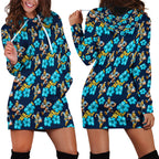 Gold Coast Titans Hoodie Dress Tropical Hibiscus Floral Seamless Rugby Mascot