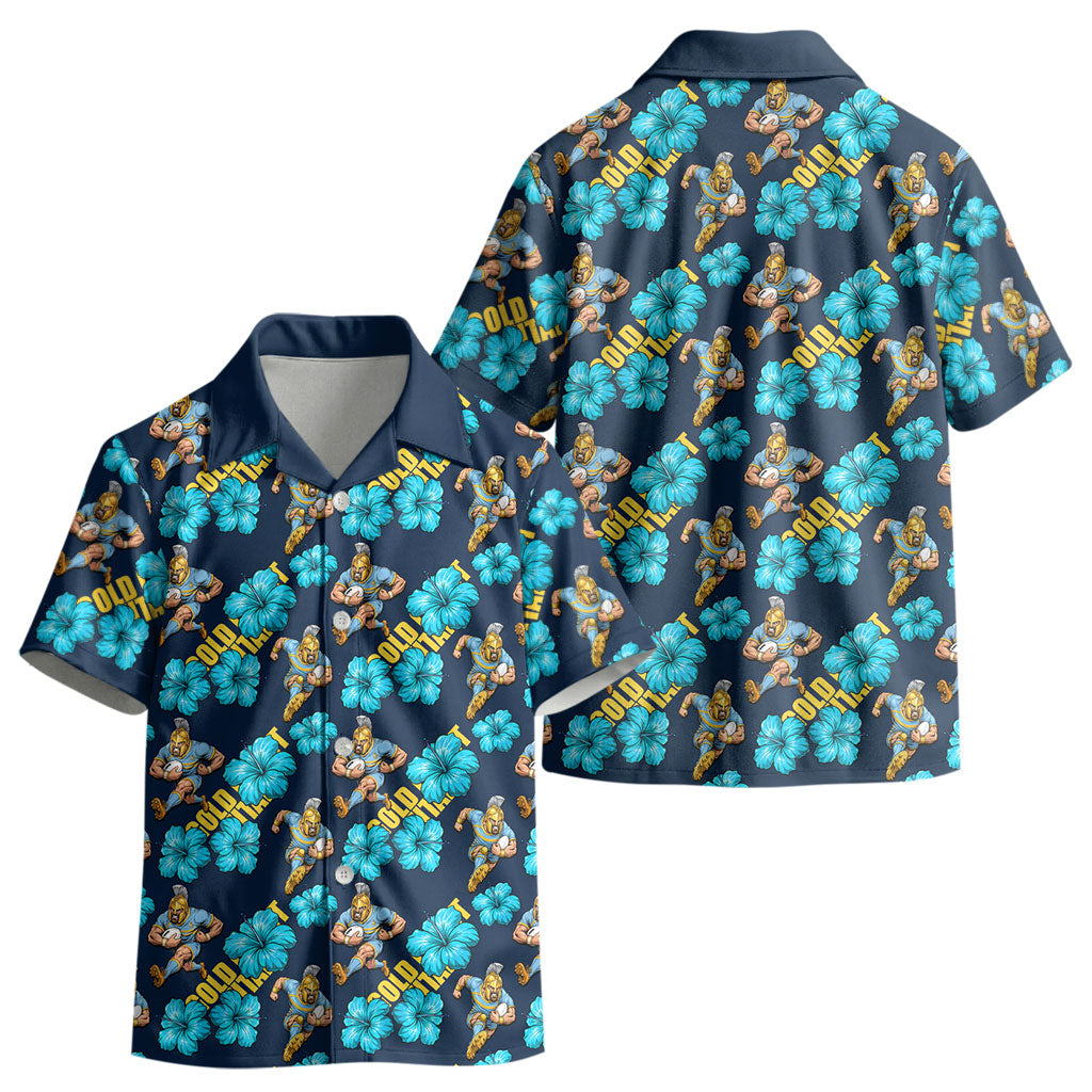 Gold Coast Titans Kid Hawaiian Shirt Tropical Hibiscus Floral Seamless Rugby Mascot