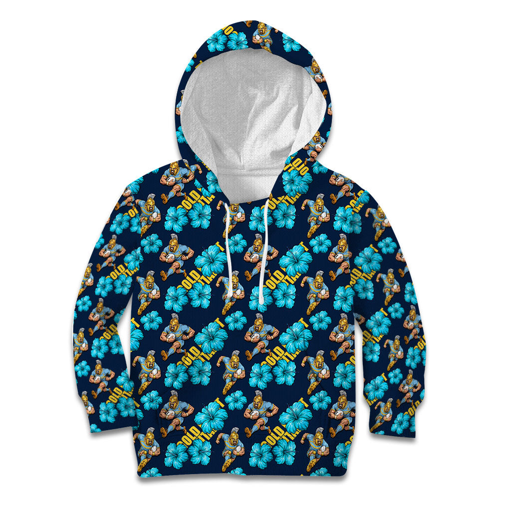 Gold Coast Titans Kid Hoodie Tropical Hibiscus Floral Seamless Rugby Mascot