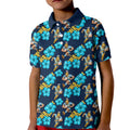 Gold Coast Titans Kid Polo Shirt Tropical Hibiscus Floral Seamless Rugby Mascot