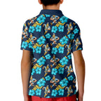 Gold Coast Titans Kid Polo Shirt Tropical Hibiscus Floral Seamless Rugby Mascot