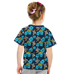 Gold Coast Titans Kid T Shirt Tropical Hibiscus Floral Seamless Rugby Mascot