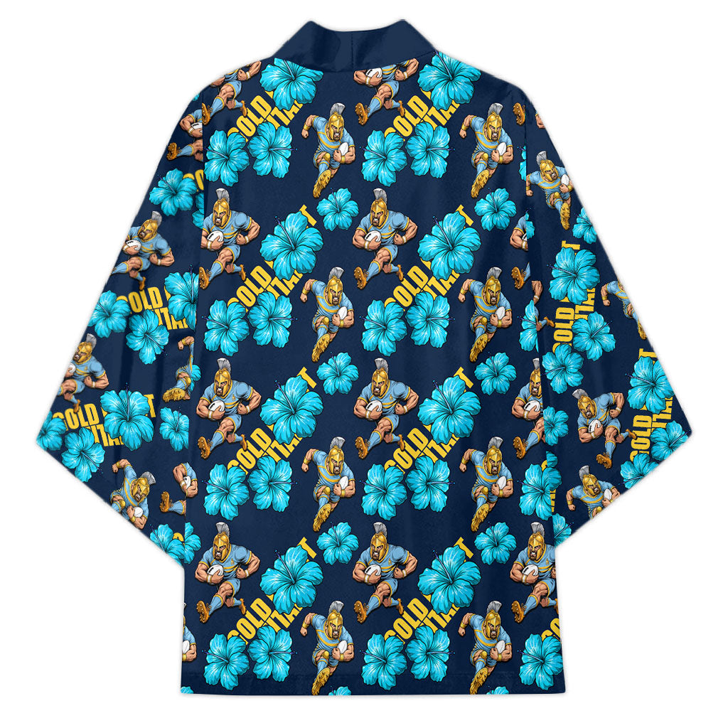 Gold Coast Titans Kimono Tropical Hibiscus Floral Seamless Rugby Mascot