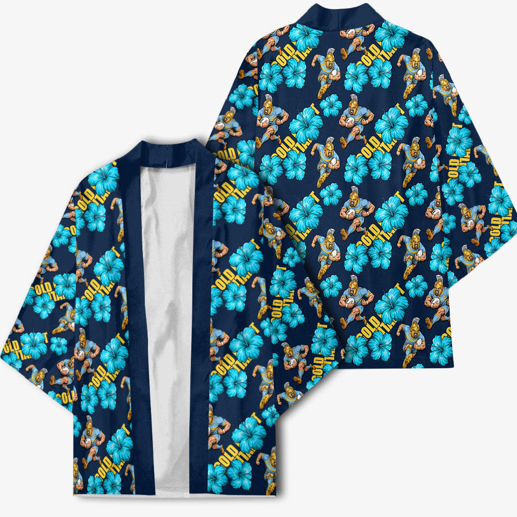 Gold Coast Titans Kimono Tropical Hibiscus Floral Seamless Rugby Mascot