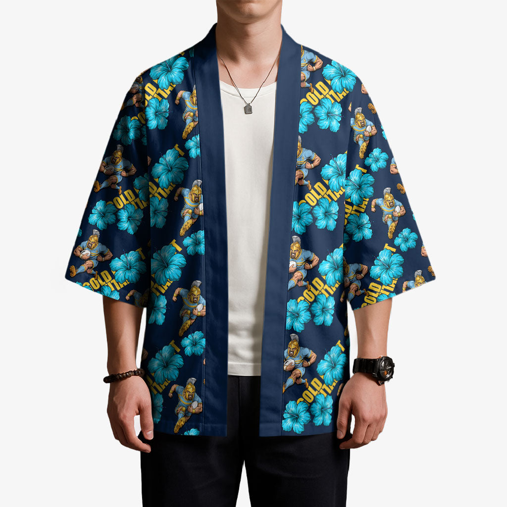 Gold Coast Titans Kimono Tropical Hibiscus Floral Seamless Rugby Mascot