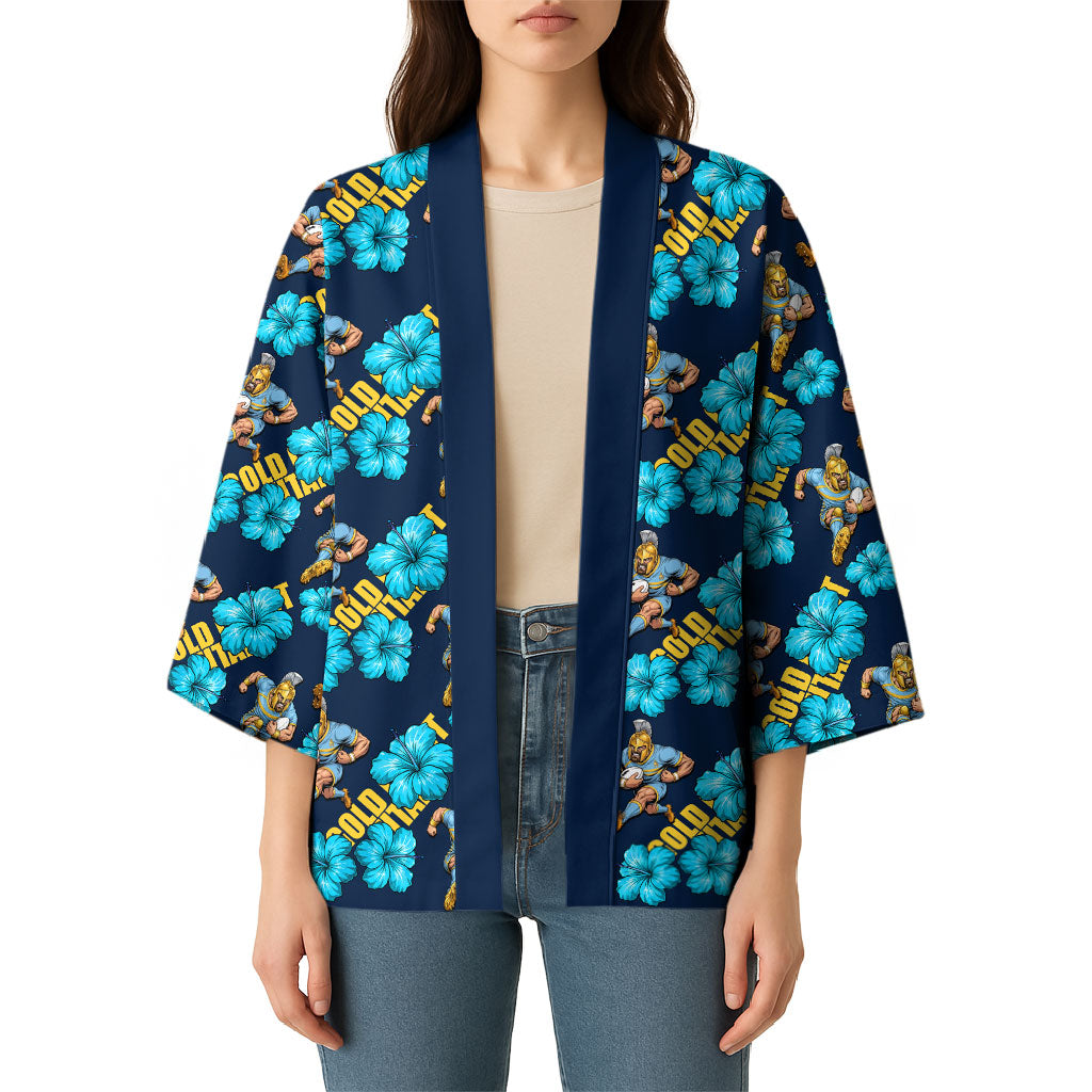 Gold Coast Titans Kimono Tropical Hibiscus Floral Seamless Rugby Mascot