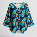 Gold Coast Titans Kimono Sleeve Blouse Tropical Hibiscus Floral Seamless Rugby Mascot
