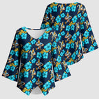 Gold Coast Titans Kimono Sleeve Blouse Tropical Hibiscus Floral Seamless Rugby Mascot