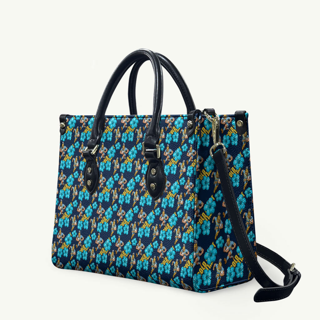 Gold Coast Titans Leather Bag Tropical Hibiscus Floral Seamless Rugby Mascot
