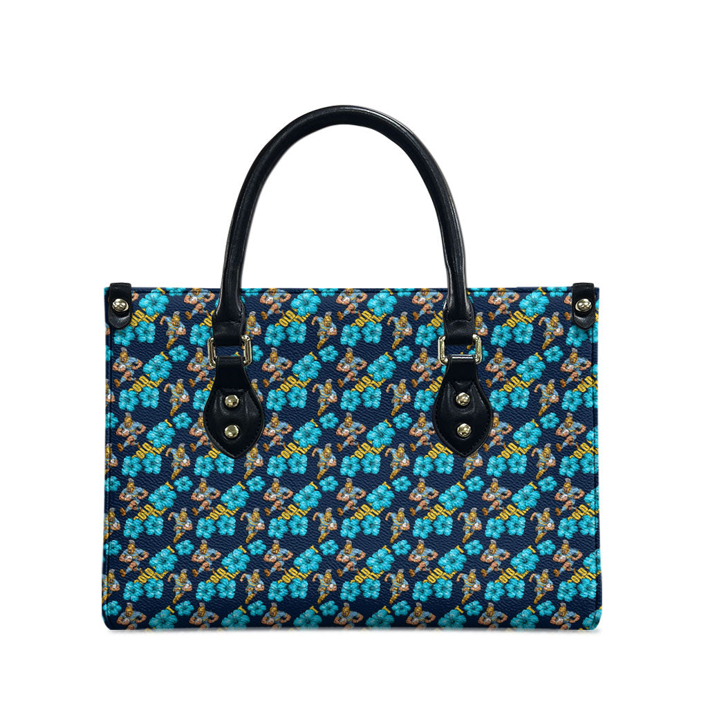 Gold Coast Titans Leather Bag Tropical Hibiscus Floral Seamless Rugby Mascot